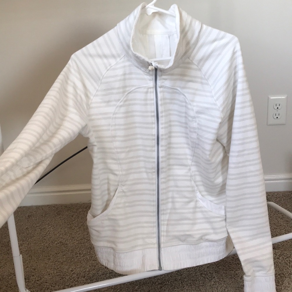 Lululemon zip up jacket white stripe